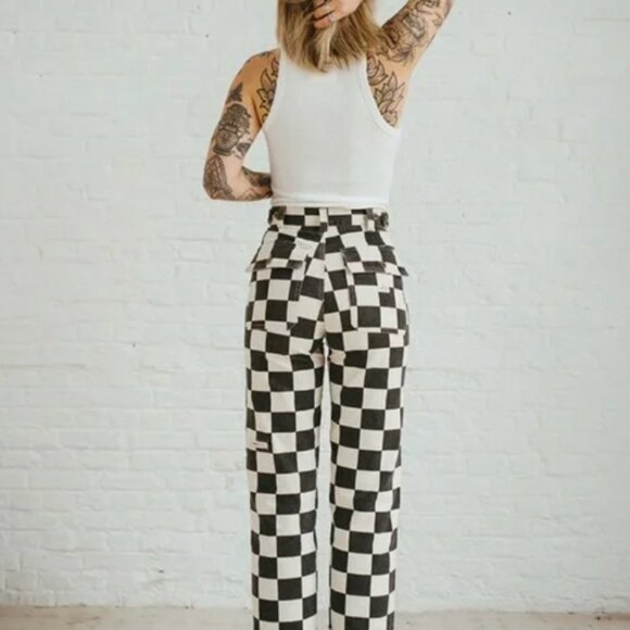 NWT P&CO Black Checkerboard 304 Service Fatigue Pants - Picture 2 of 3